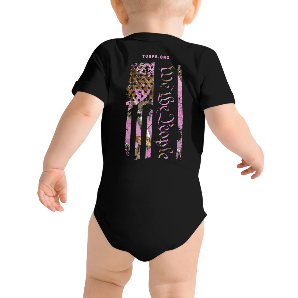 BABY - WE THE PEOPLE FLAG ONESIE - PINK CAMO EDITION
