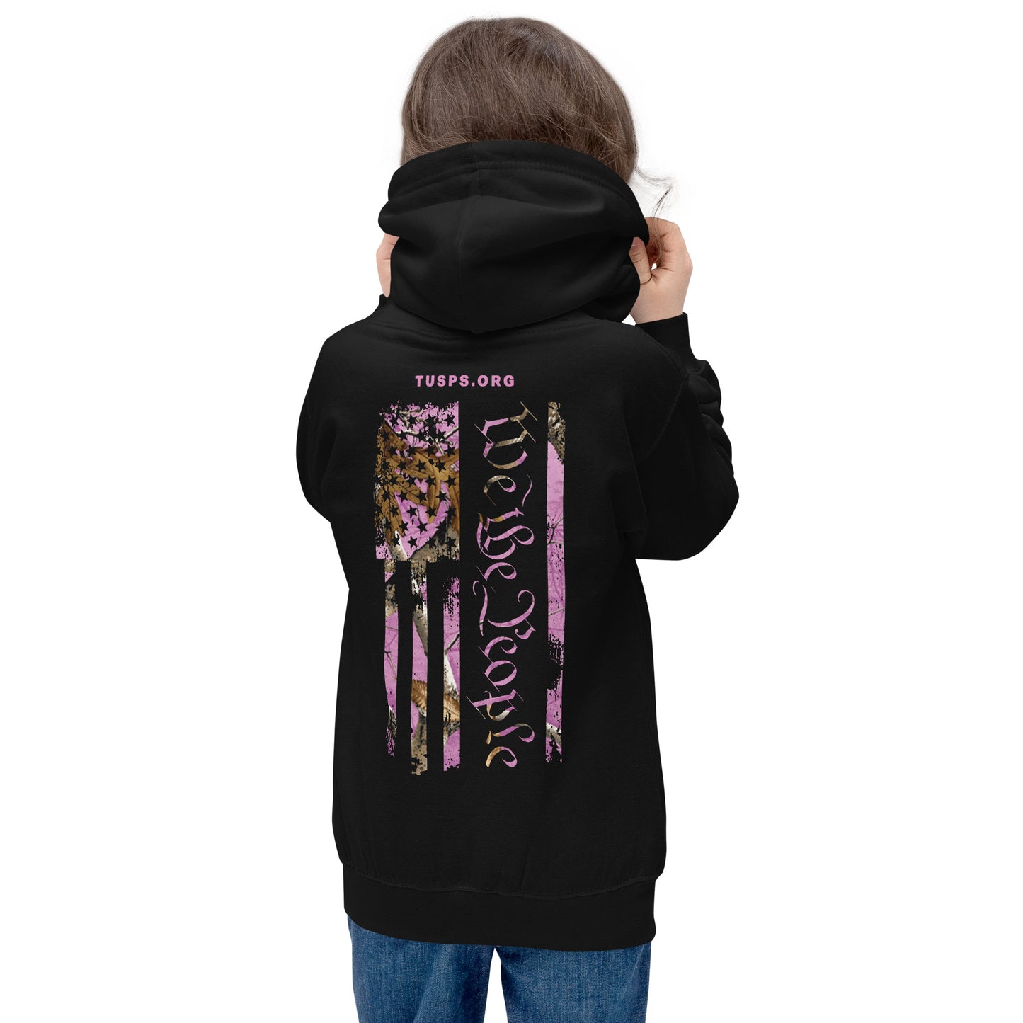 YOUTH - WE THE PEOPLE FLAG HOODIE - PINK CAMO EDITION