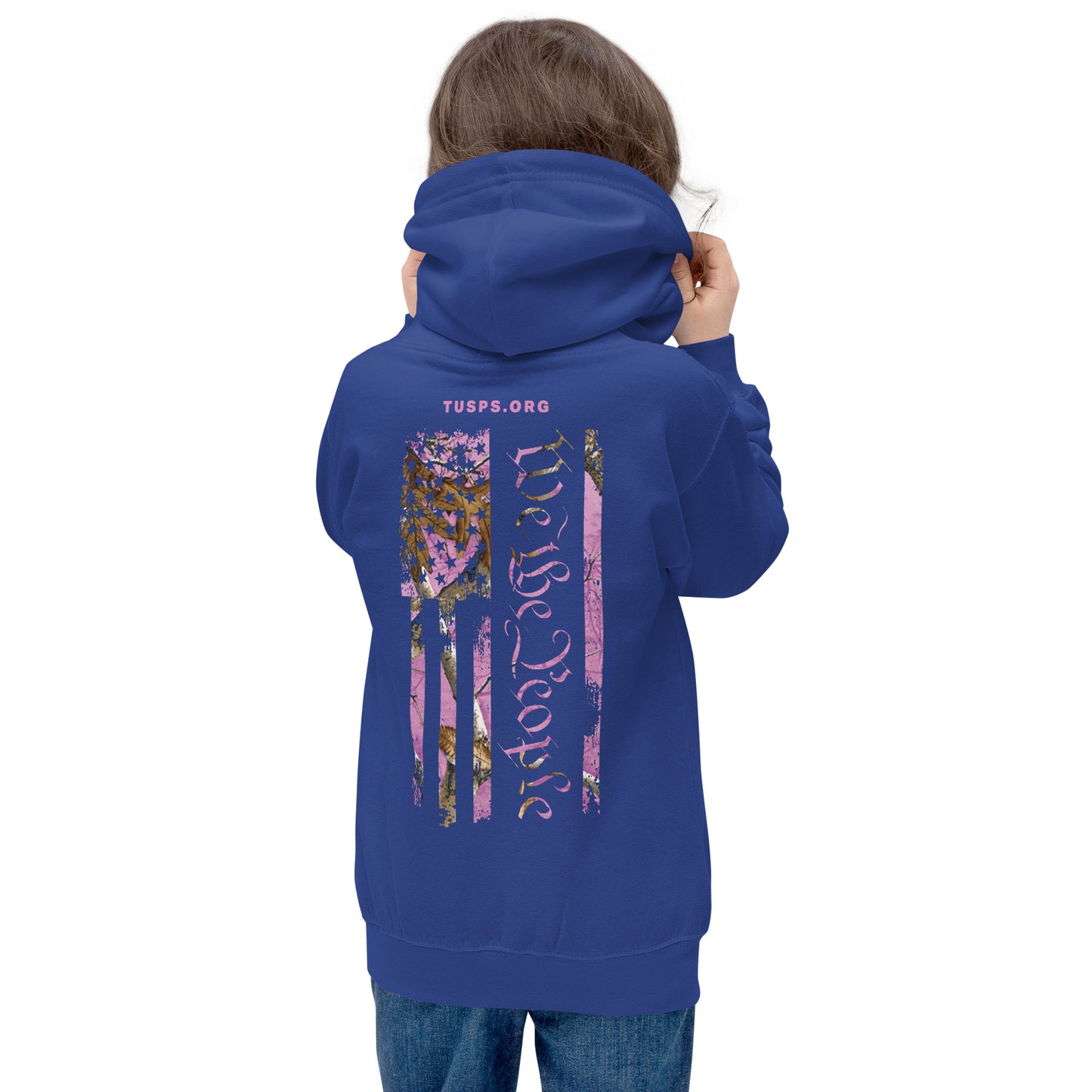 YOUTH - WE THE PEOPLE FLAG HOODIE - PINK CAMO EDITION